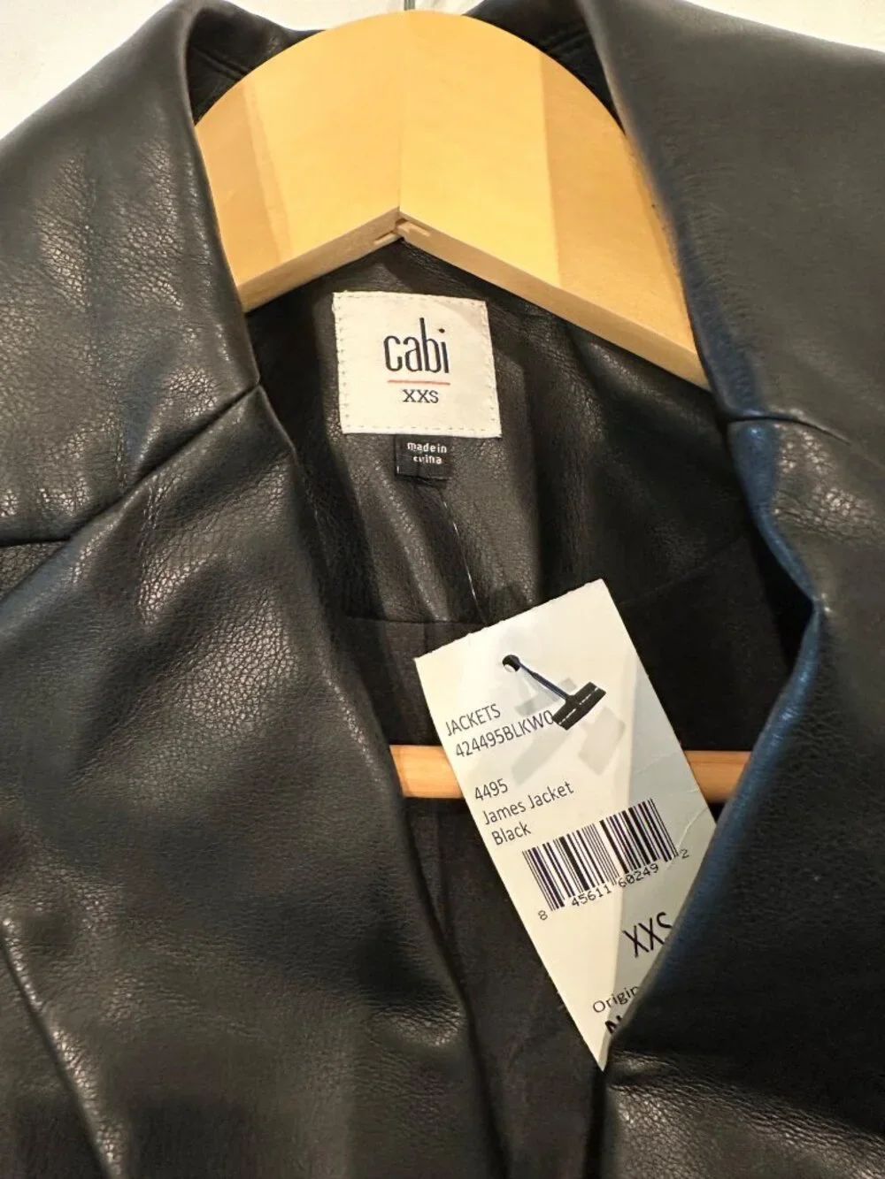 Cabi Black Vegan Leather Jacket NWT Fitted Blazer Style Women's XXS Y2K - Picture 3 of 10